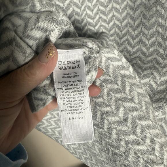 Aspen Women’s Large Gray White Chevron Mock Neck Tunic Sweater, EUC, Heavy Cozy - Picture 7 of 7
